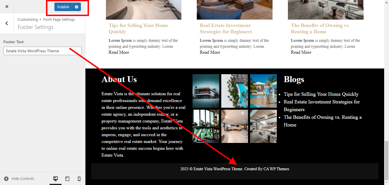 Estate Vista Free Theme Documentation - CA Wordpress Themes