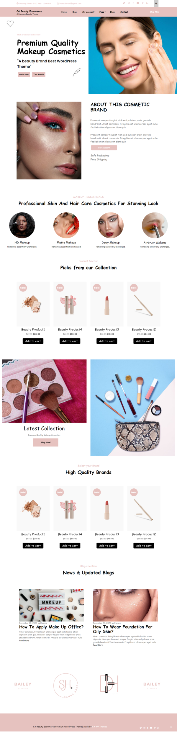 CA Beauty Ecommerce Premium WordPress Theme