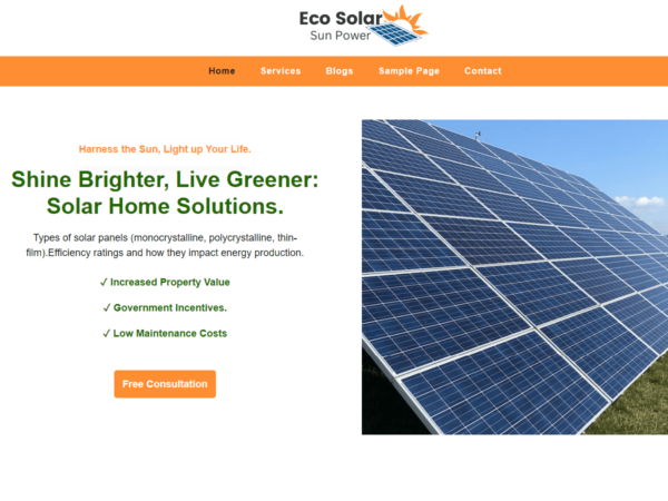 Eco Solar Premium WordPress Theme