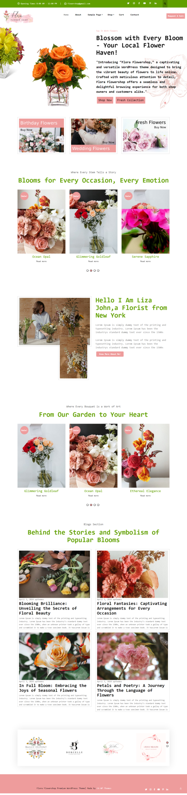 Flora Flowershop Premium WordPress Theme