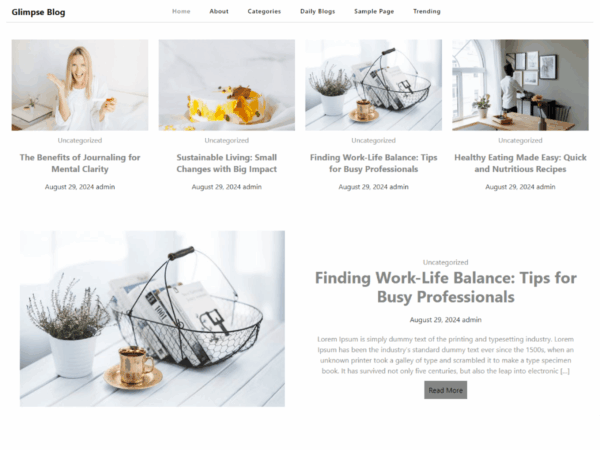 Glimpse Blog Premium WordPress Theme Lifetime