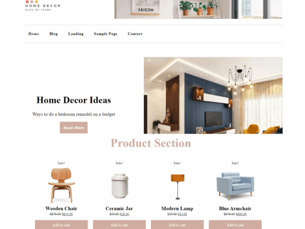 Home Decor Blog Premium WordPress Theme Lifetime