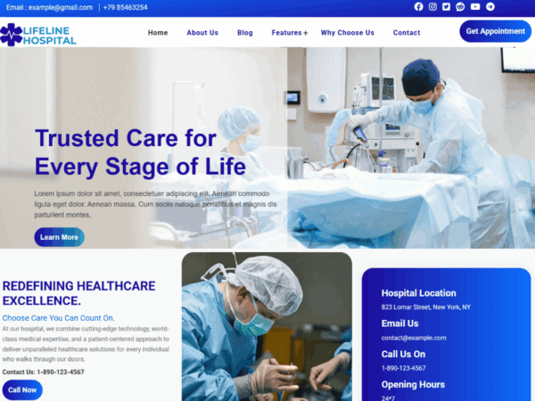 Lifeline Hospital Premium WordPress Theme lifetime