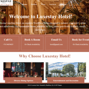 Luxestay Hotel Premium WordPress Theme Lifetime
