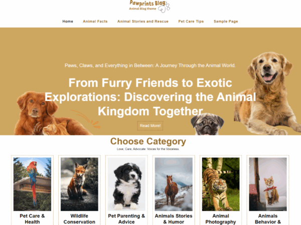 Pawprints Blog Premium WordPress Theme Lifetime