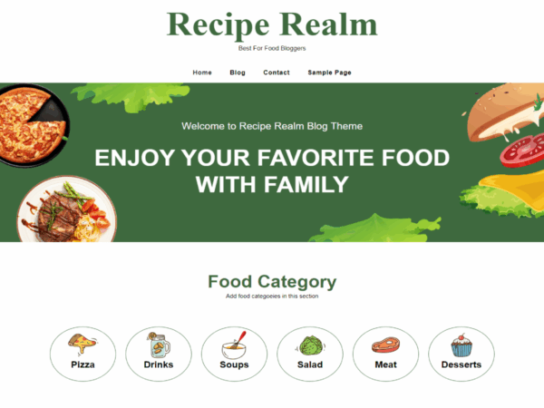 Recipe Realm Blog Premium WordPress Theme lifeline