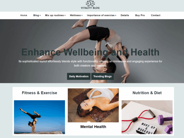 Vitality Blog Premium WordPress Theme Lifetime